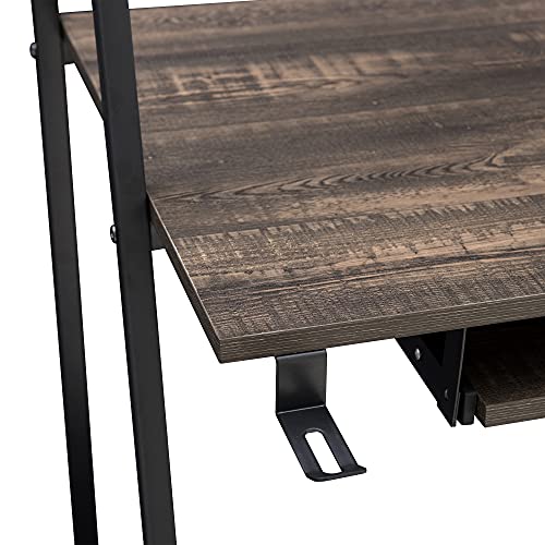 Studio Space 33" Computer Desk, Space-Saving Mobile Workstation with Lockable Wheels, Cup Holder and Headset Hook for Home Office, Brown