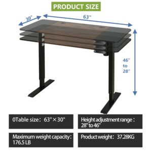 Barhoss Standing Desk Adjustable Height Desk,63x30Inches, Stand Up Desk Table for Home Office, Home Office Computer Desk,Memory Preset,Height adjustments from 28" to 46"