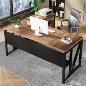 tribesigns office desk with drawers,63 inches l shaped computer desk with storage shelves and mobile file cabinet, executive desk for home office furniture sets