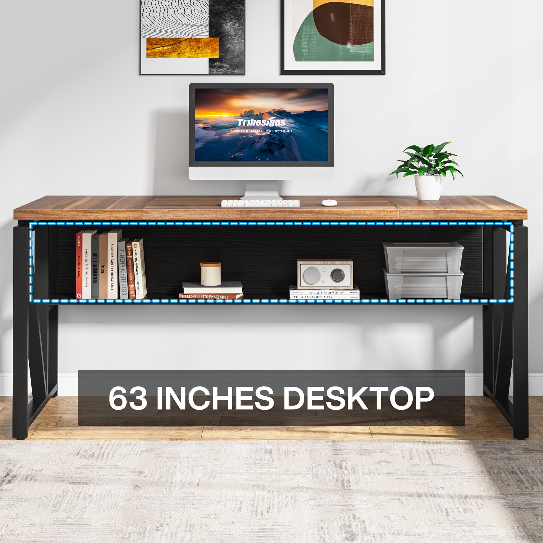 Tribesigns Office Desk with Drawers,63 inches L Shaped Computer Desk with Storage Shelves and Mobile File Cabinet, Executive Desk for Home Office Furniture Sets