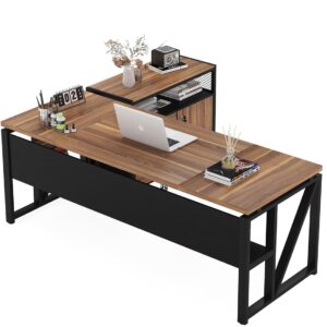 Tribesigns Office Desk with Drawers,63 inches L Shaped Computer Desk with Storage Shelves and Mobile File Cabinet, Executive Desk for Home Office Furniture Sets