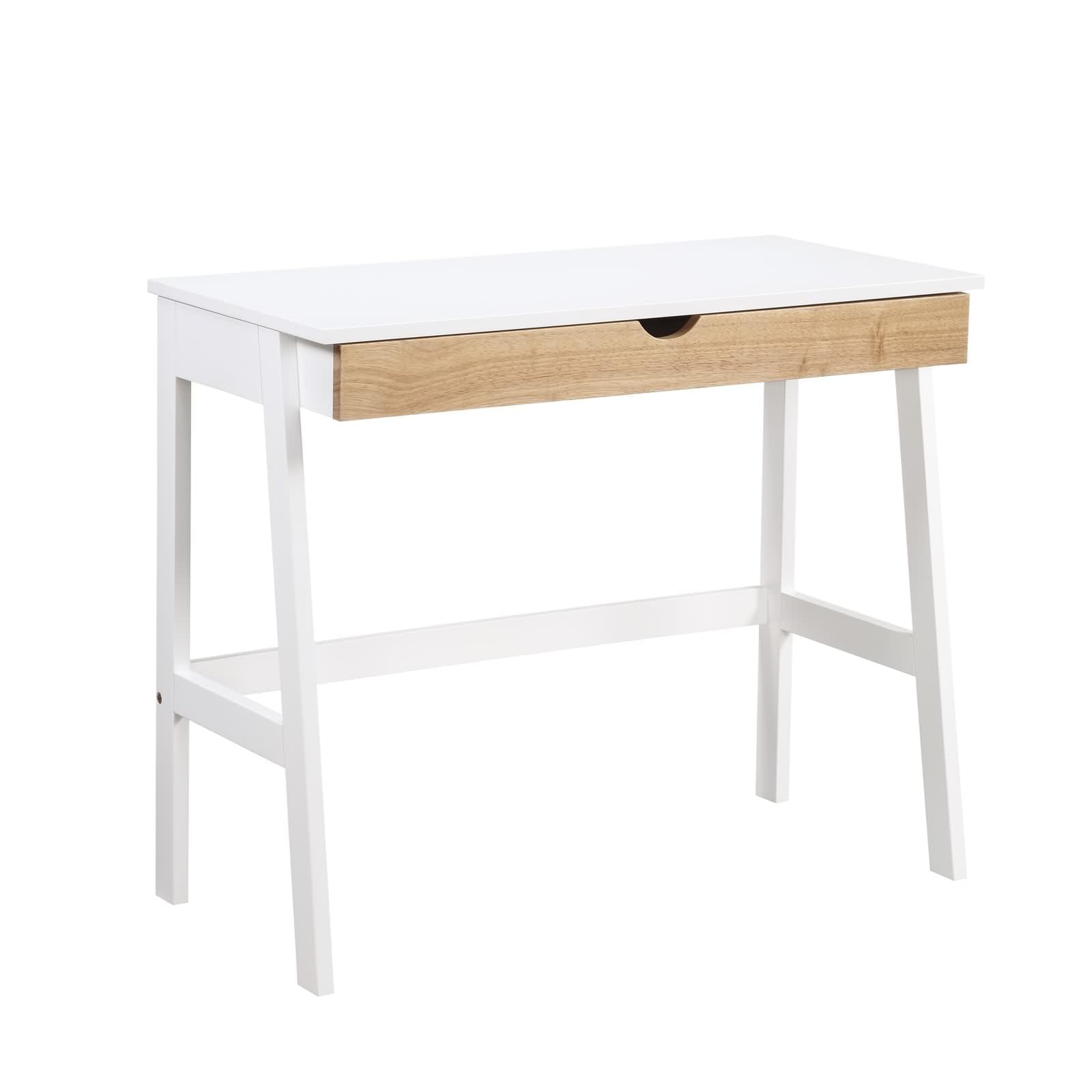 Daesar Writing Computer Desk with One Drawer in White/Natural