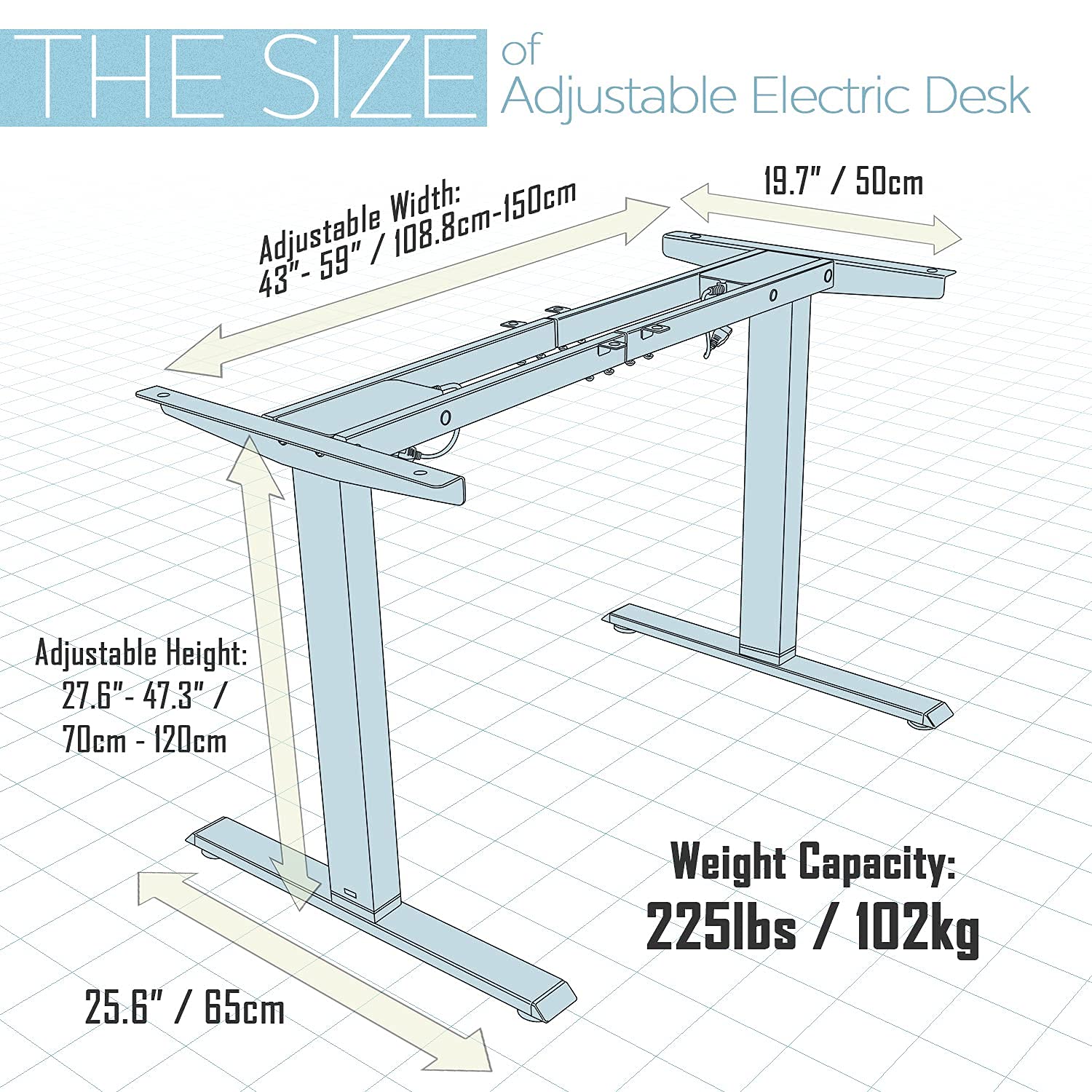 TOPSKY Dual Motor Electric Adjustable Standing Computer Desk White Frame with 58.3’’x26.8’’ Oak Board