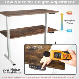 TOPSKY Dual Motor Electric Adjustable Standing Computer Desk White Frame with 58.3’’x26.8’’ Oak Board