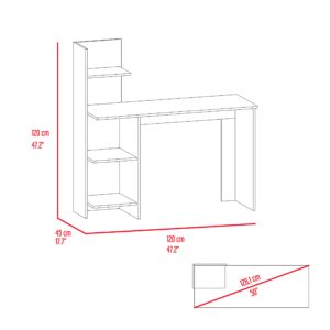 Aoyom 120 Computer Desk, Four Shelves -Smokey Oak