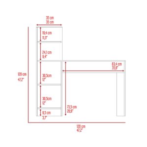 Aoyom 120 Computer Desk, Four Shelves -Smokey Oak