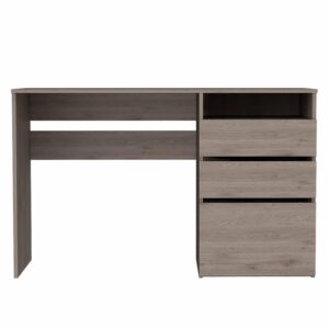 Daesar Writing Desk, 1 Shelf 3 Drawer Computer Desk for Bedroom, Light Grey