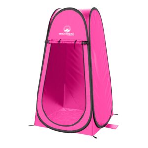pop up pod - privacy shower tent, dressing room, or portable toilet stall with carry bag for camping, beach, or tailgate by wakeman outdoors (pink)