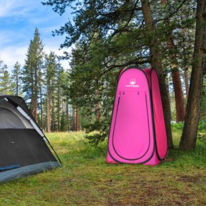 Pop Up Pod - Privacy Shower Tent, Dressing Room, or Portable Toilet Stall with Carry Bag for Camping, Beach, or Tailgate by Wakeman Outdoors (Pink)