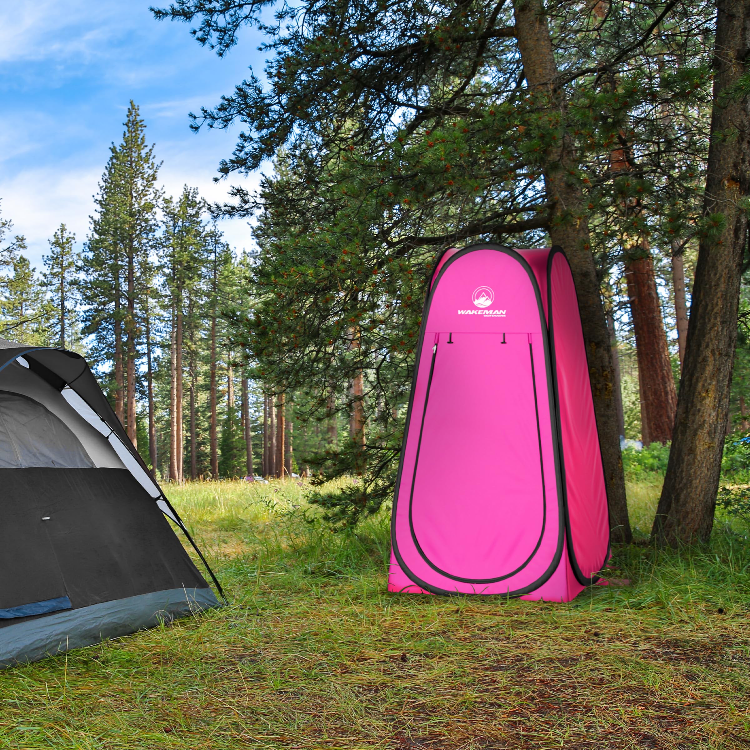 Pop Up Pod - Privacy Shower Tent, Dressing Room, or Portable Toilet Stall with Carry Bag for Camping, Beach, or Tailgate by Wakeman Outdoors (Pink)