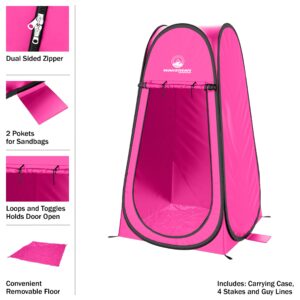 Pop Up Pod - Privacy Shower Tent, Dressing Room, or Portable Toilet Stall with Carry Bag for Camping, Beach, or Tailgate by Wakeman Outdoors (Pink)