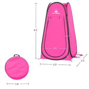 Pop Up Pod - Privacy Shower Tent, Dressing Room, or Portable Toilet Stall with Carry Bag for Camping, Beach, or Tailgate by Wakeman Outdoors (Pink)