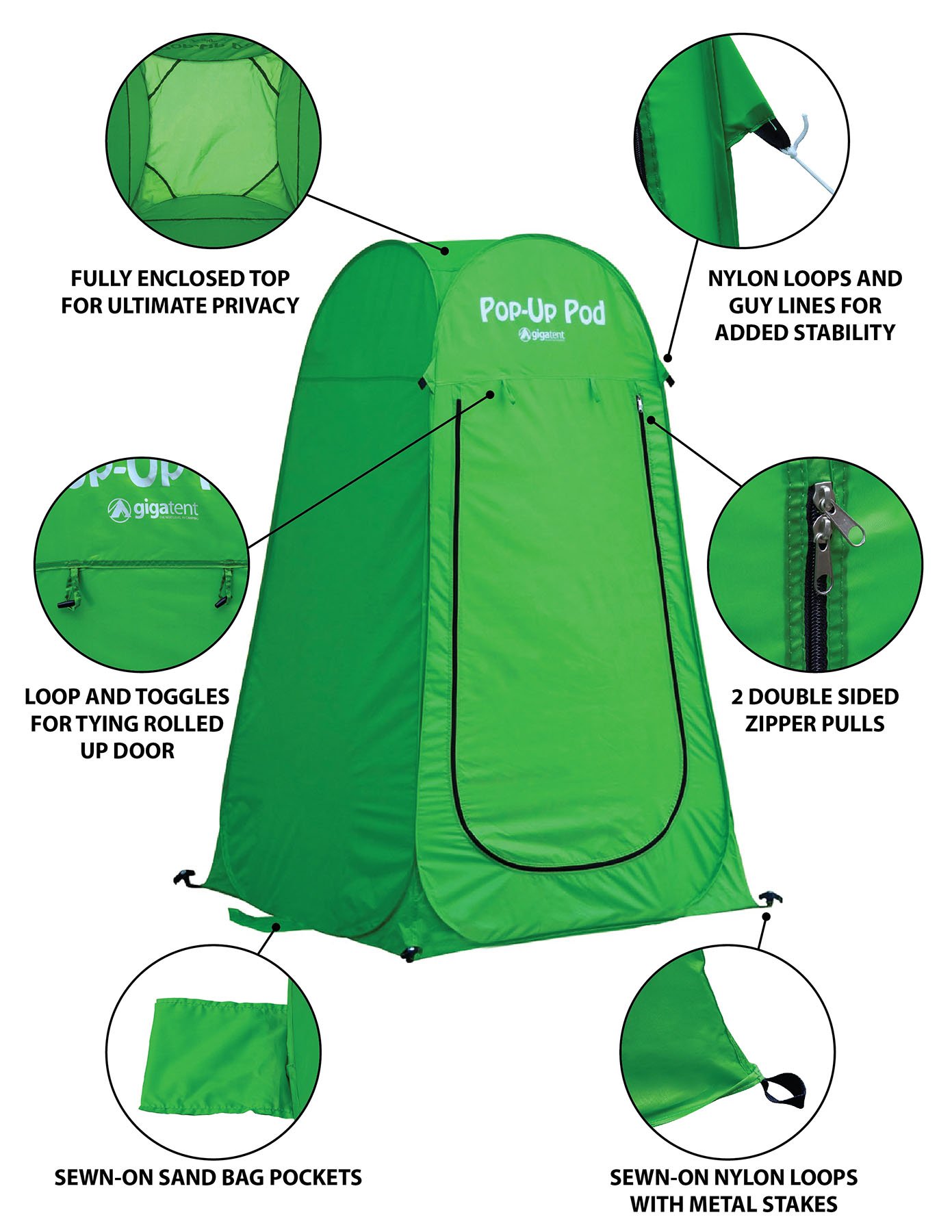 GigaTent Pop Up Pod Changing Room Privacy Shower Tent – Instant Portable Outdoor Rain Shelter, Camp Toilet for Camping & Beach – Lightweight & Sturdy, Easy Set Up, Foldable - with Carry Bag