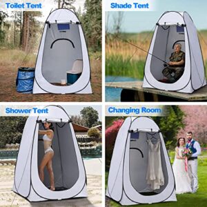 TUKAILAI Portable Pop Up Privacy Tent, Outdoor Camping Bathroom Toilet Shower Tent Spacious Dressing Changing Room for Hiking Beach Picnic Fishing, Instant Rain Shelter with Carrying Bag (White Grey)