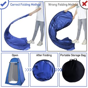 Pop Up Privacy Shower Tent, Portable Camping Shower Tent, Camping Toilet Changing Room Sun Shelter with Window for Camping and Beach, Portable Pop Up Changing Tent with Carry Bag (Blue)