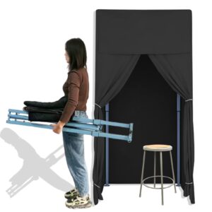 AMSXNOO Portable Clothing Store Fitting Room, Mobile Foldable Changing Room Dressing Room with Shading Curtain and Hook Up, Temporary Locker Room for Boutiques Office Mall, Installation-Free