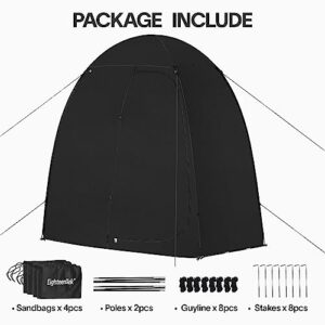 EighteenTek Camping Shower Tent Changing Room with Fixed Floor 2 Rooms and Doors Outdoor Pop Up Camping Toilet Portable Privacy Dressing Shelter with Carry Bag 83"x43"x80" (2 Rooms+1 Door+Black)