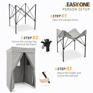 EAGLE PEAK Flex Compact 4x4 Pop-up Canopy Changing Room, Portable Privacy Dressing Room for Indoor Fashion Photoshoots, Camping, or Pool, Gray