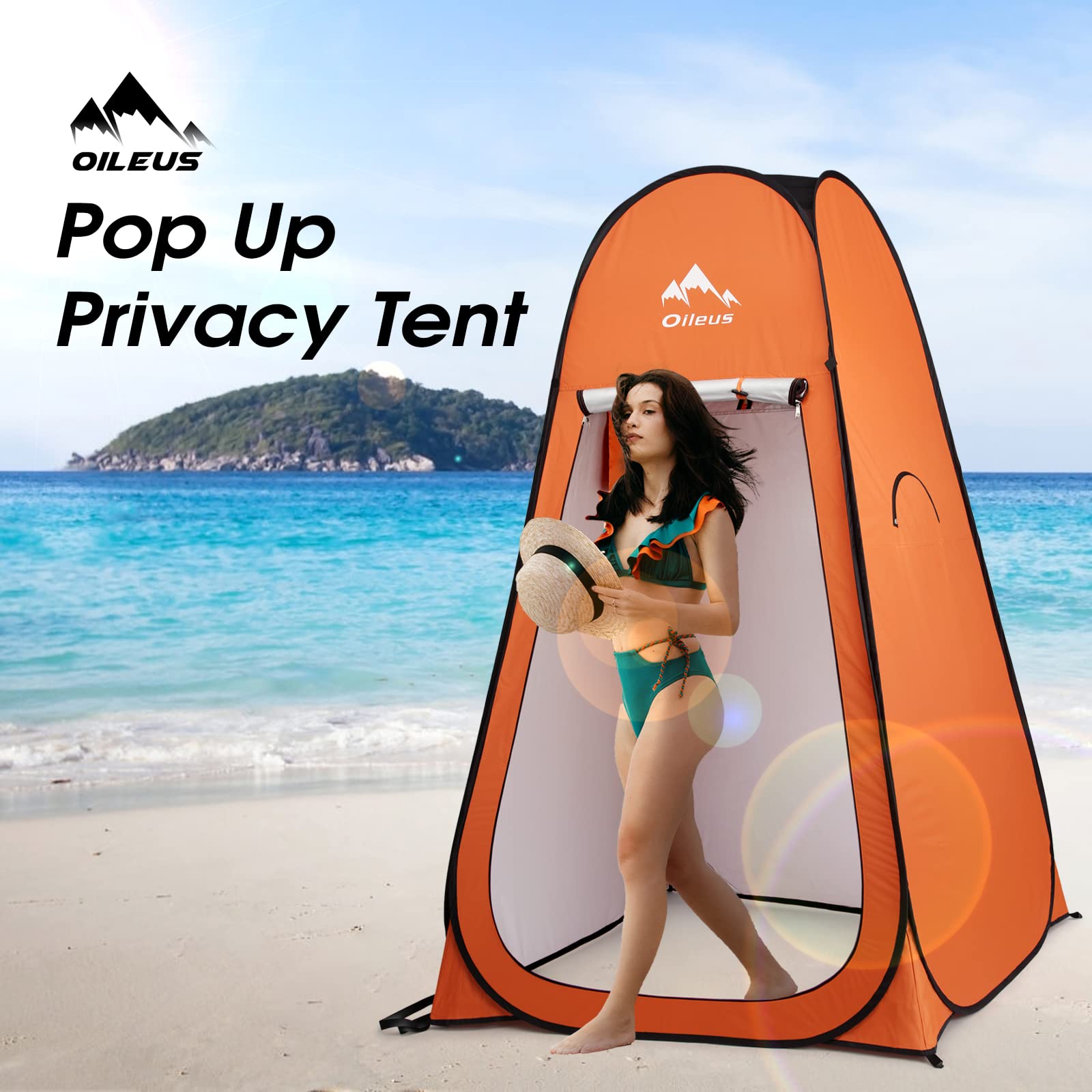 Oileus Pop Up Privacy Tent Portable Shower Tent Beach Changing Room Privacy Tent Camp Toilet Instant Privacy Shelters - Camping Beach Hiking Fishing Orange