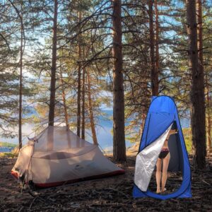 HTTMT- Pop Up Instant Tent Rain Shelter Privacy Tent Shower Toilet Bathroom Portable Changing Room for Beach Hiking Camping Outdoor Use in Blue (3 Colors Available) [P/N: ET-OUTDOOR005-BLUE]