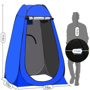 TUKAILAI Portable Pop Up Privacy Tent, Outdoor Camping Bathroom Toilet Shower Tent Spacious Dressing Changing Room for Hiking Beach Picnic Fishing, Instant Rain Shelter with Carrying Bag (Blue)