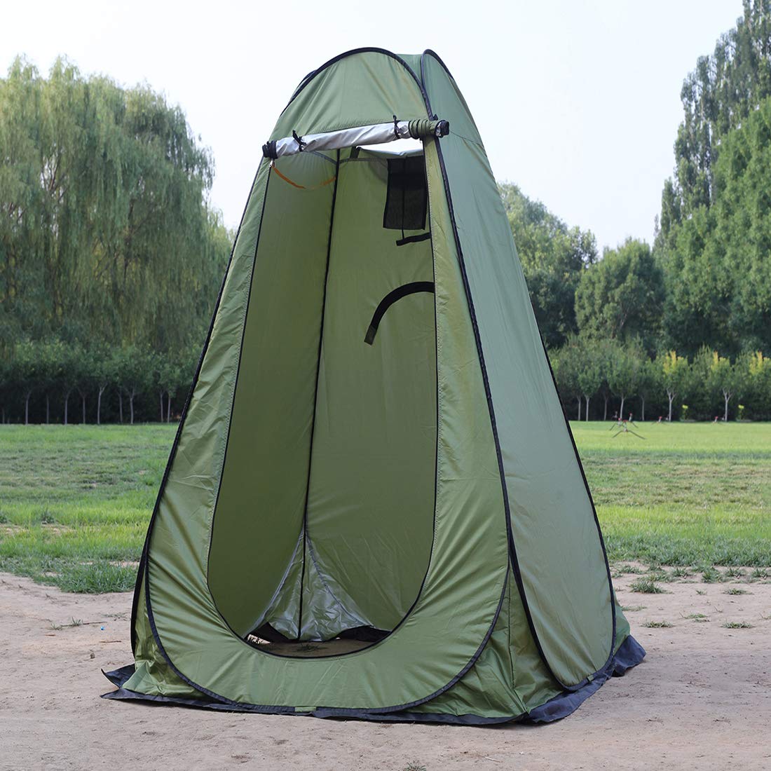 WOWCASE 1-2 Person Large Space Pop Up Shower Privacy Shelter Tent with 3 Windows, Outdoor Portable Dressing Room, Privacy Shower Tents for Camping Beach Isolation Fishing (Green, 1.5x1.5x1.9m)