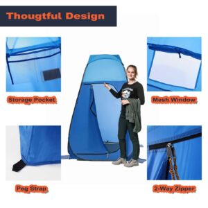 KingCamp Portable Pop Up Shower Tent for Camping, Lightweight Waterproof Dressing Changing Privacy Tent with Carry Bag for Outdoor, Shower, Fishing, Bathing, Toilet, Beach, Park, Blue, 47x47x75 inches