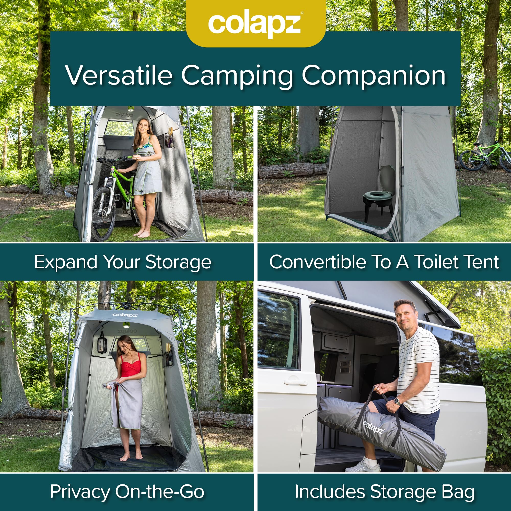 Colapz Camping Shower Tent and Pop Up Toilet Tent - Additional Camping Storage Tall Tent - Privacy Beach Tents Shelters Pop Up - Portable Outdoor Changing Room