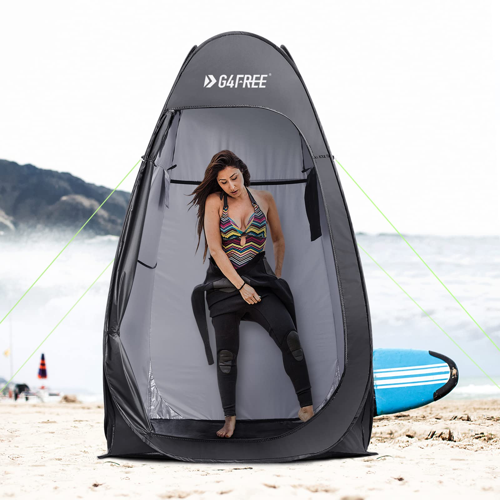 G4Free Pop Up Privacy Shower Tent Portable Outdoor Changing Room Camping Toilet Sun Shelter with Carry Bag(Black)