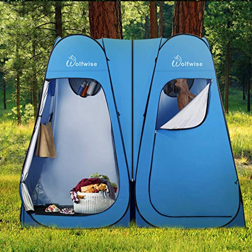 WolfWise 2 Room Pop Up Shower Privacy Tent Dressing Room Sun Shelter for Outdoor Camp Toilet Camping Biking Fishing