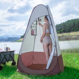 FLEXTAILGEAR Pop Up Privacy Tent Portable Camping Shower Instant Privacy Shelters Changing Dressing Room Pod Outdoor Camp Potty Toilet Bathroom with Carry Bag for Camping Hiking Beach Sunshade Fishing