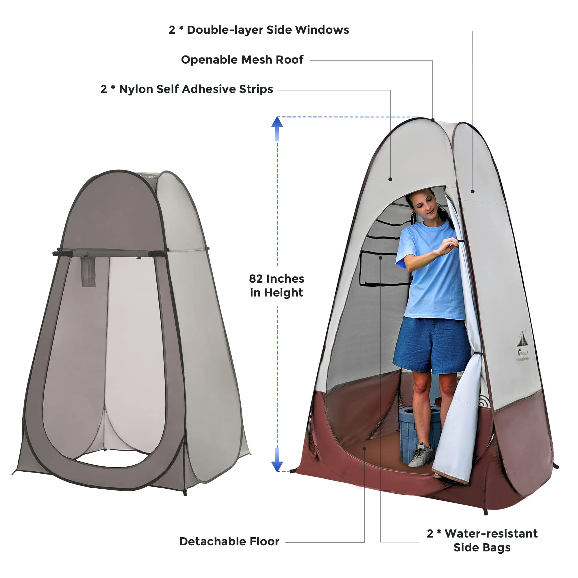 FLEXTAILGEAR Pop Up Privacy Tent Portable Camping Shower Instant Privacy Shelters Changing Dressing Room Pod Outdoor Camp Potty Toilet Bathroom with Carry Bag for Camping Hiking Beach Sunshade Fishing