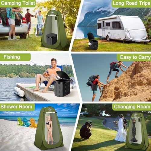 Portable Toilet Kit for Adults,Pop Up Privacy Tent,Large Portable Toilet Potty for Adults,12 Toilet Bags,12 Pack Liquid Waste Gel,Washable,Portable Outdoor Showers, Tents,Camp Toilets,Changing Rooms