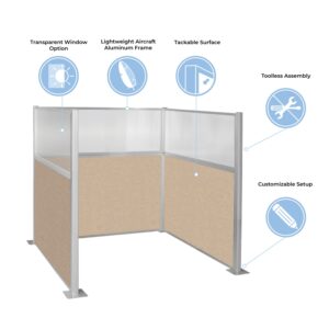 Versare Hush Panel Cubicle Kit | Workstation Partition Walls | Sound Dampening Cubicle Walls | Partitions for Desks