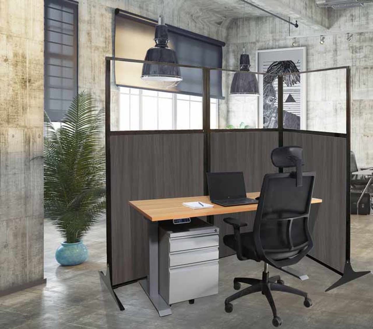 Versare Office Workstation Screen | Portable Wall Divider | Modern Cubicle | Freestanding Privacy Screen | Flexible Work Space | 1 Panel | 33" Wide x 70" Tall Blue SoundSorb Panels