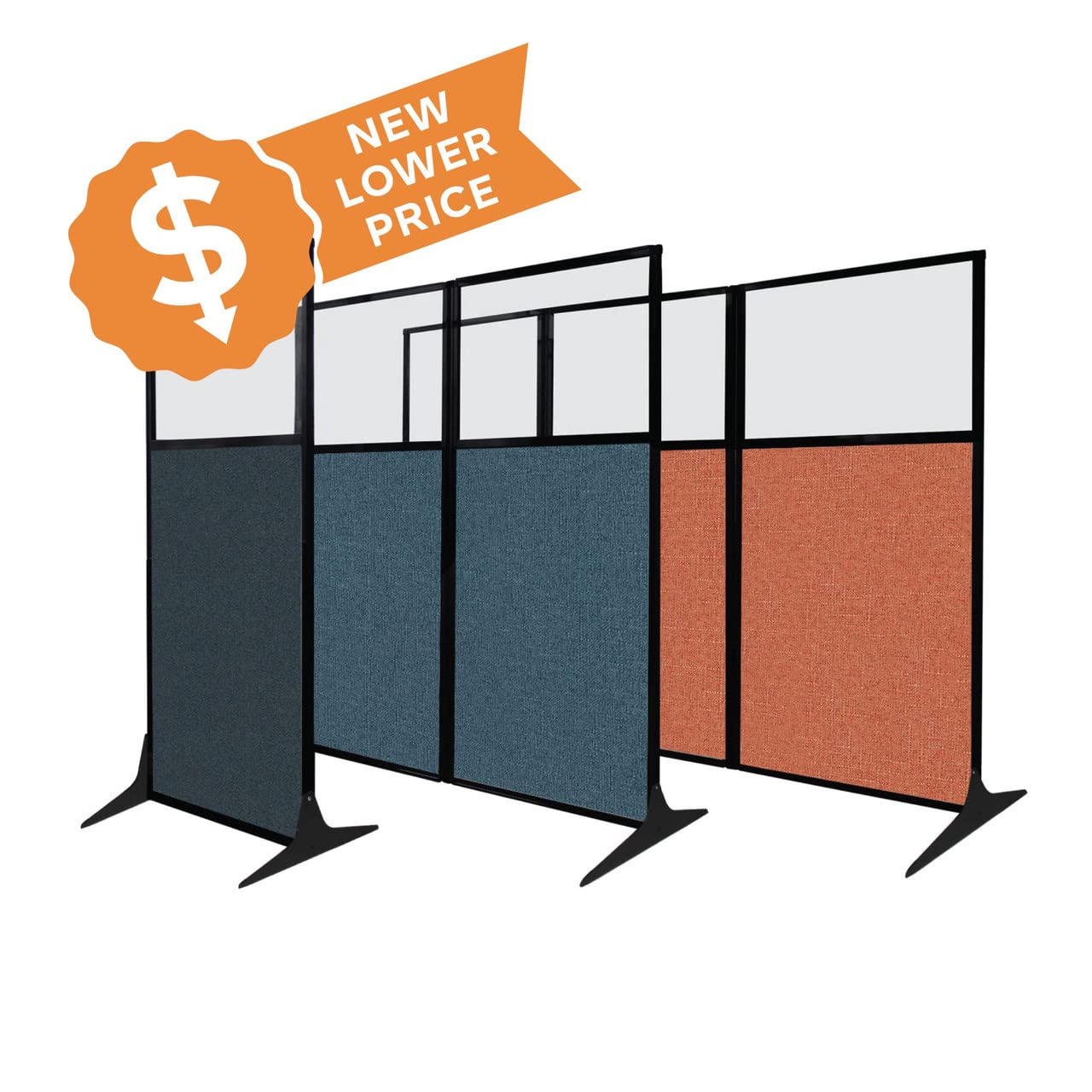 Versare Office Workstation Screen | Portable Wall Divider | Modern Cubicle | Freestanding Privacy Screen | Flexible Work Space | 1 Panel | 33" Wide x 70" Tall Blue SoundSorb Panels