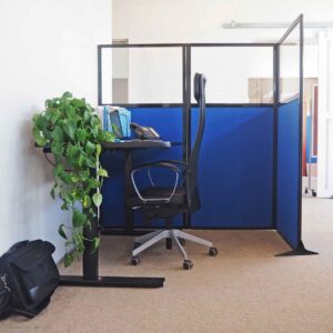 Versare Office Workstation Screen | Portable Wall Divider | Modern Cubicle | Freestanding Privacy Screen | Flexible Work Space | 1 Panel | 33" Wide x 70" Tall Blue SoundSorb Panels