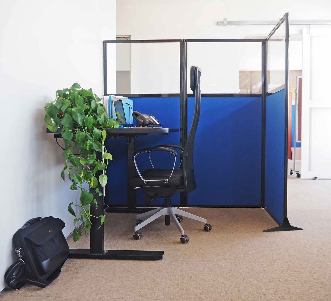 Versare Office Workstation Screen | Portable Wall Divider | Modern Cubicle | Freestanding Privacy Screen | Flexible Work Space | 1 Panel | 33" Wide x 70" Tall Blue SoundSorb Panels