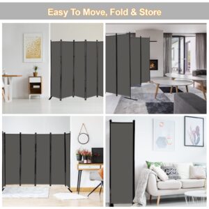 MAYOLIAH 6 Panel Folding Privacy Screen 9ft Wide, 6ft Tall Partition Room Divider Portable Office Walls Dividers Room Separator, Grey