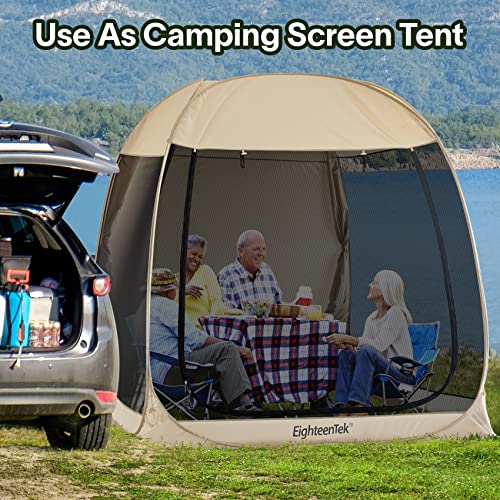 EighteenTek SUV Car Tent Pop Up Camping Outdoor Travel Screen House Room Shelter Mesh Walls Attachment Not Waterproof 7’x7’x7.2’H