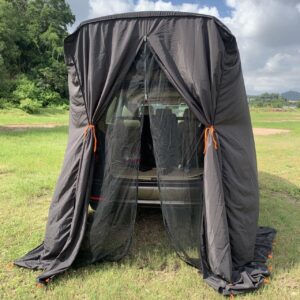 suv tailgate shelter tent privacy shelter waterproof black portable changing room for biking toilet shower sleeping beach swimming l:w:h:4.9ft:4.9ft:7.5ft 6pcs tent pegs to fix