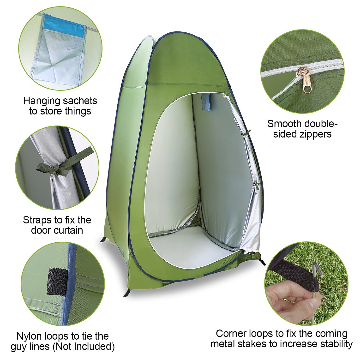 iMounTEK Portable Foldable Outdoor Pop Up Toilet Tent Changing Clothes Room Shower Tent Camping Shelter Privacy Tent w/Carry Bag