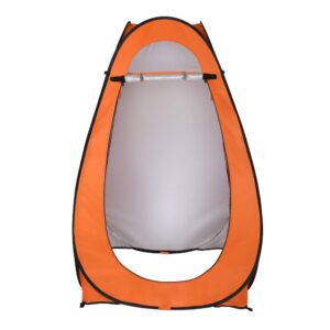 portable pop up shower privacy tent outdoor privacy toilet & spacious dressing changing room for camping biking beach (orange)