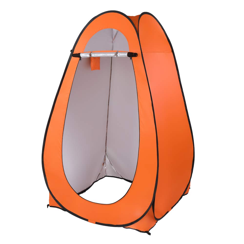 Portable Pop Up Shower Privacy Tent Outdoor Privacy Toilet & Spacious Dressing Changing Room for Camping Biking Beach (Orange)