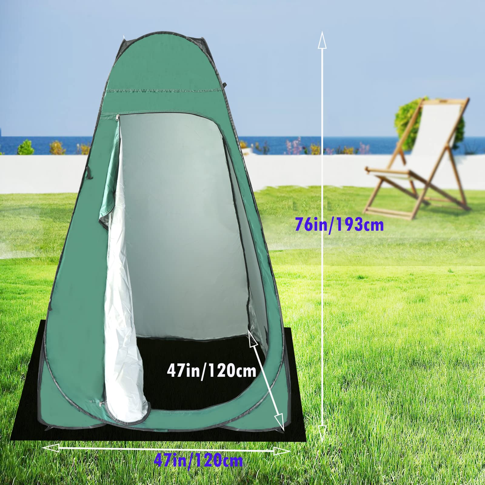 LazyWomen 76" X 47" X 47" Portable Shower for Camping Shower Tent, Pop Up Privacy Tent with Removable Rain Cove, Foldable Camping Toilets Changing Tent, for Hiking Beach Picnic Fishing