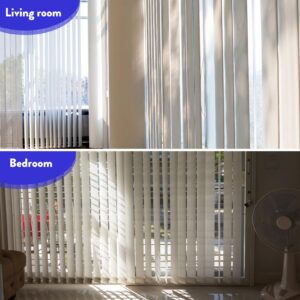 XLSXEXCL 38 Pieces Vertical Blind Replacement Slats and Repair Tabs Set 6 Pieces White PVC Vertical Blind Slats Replacement Parts with 32 Clear Vertical Blind Repair Tabs for Sliding Door Window