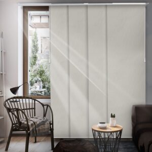 CHICOLOGY Blinds for Sliding Glass Doors , Temporary Wall , Closet Curtain , Room Door, Room Divider , Vertical Blinds , Door Blinds ,Movie Night Silver (Blackout) W:46-86 x H:Up-to 96 inches