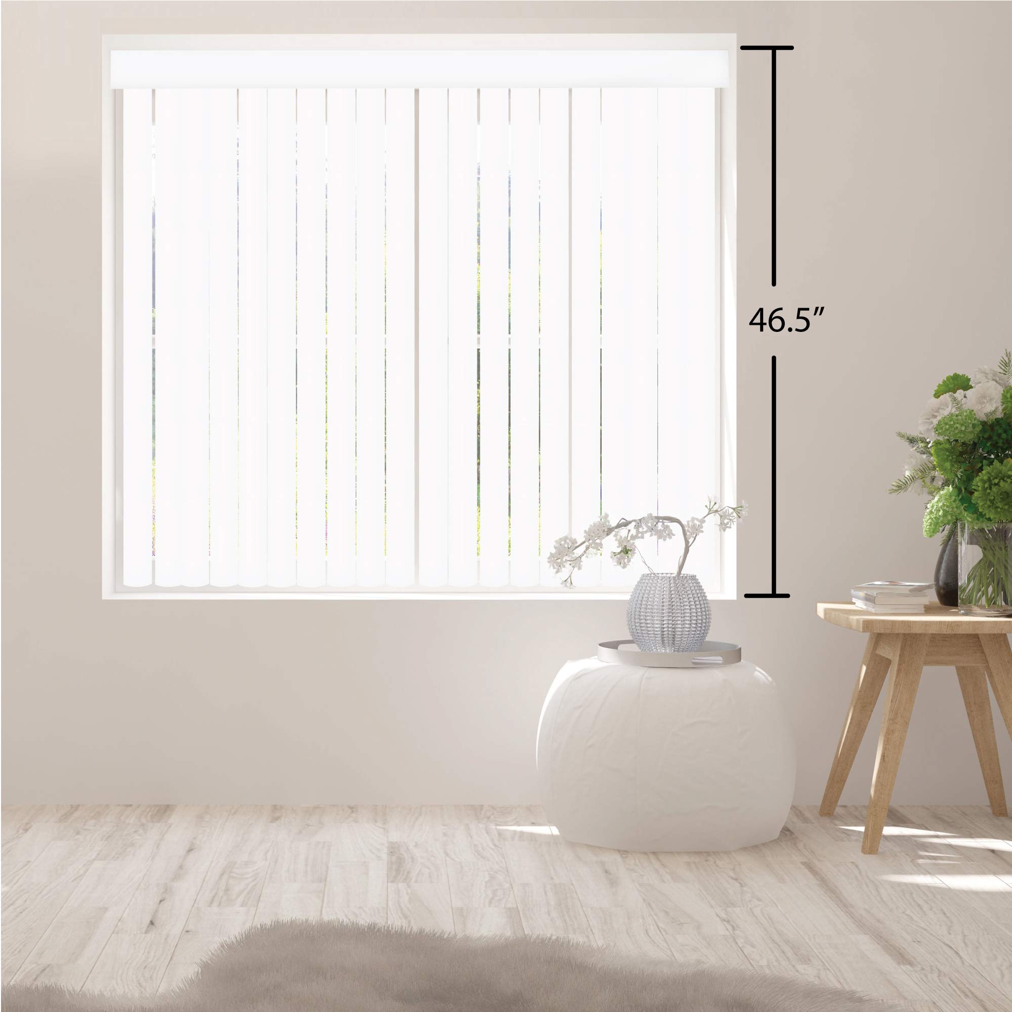 DALIX PVC Vertical Blind Replacement Slats Curved Smooth White 46.5 x 3.5 (20-Pack)