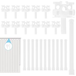 uxely 12pcs/set vertical blind repair carrier with straps, universal vertical blinds repair kit with stem, replacement parts vertical blinds curtain accessories, no drilling(white)