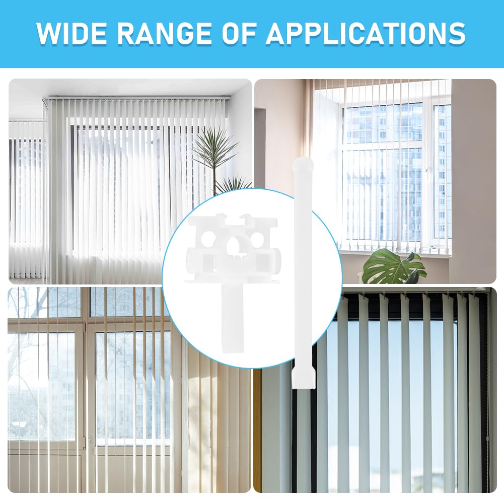 UXELY 12pcs/Set Vertical Blind Repair Carrier with Straps, Universal Vertical Blinds Repair Kit with Stem, Replacement Parts Vertical Blinds Curtain Accessories, No Drilling(White)